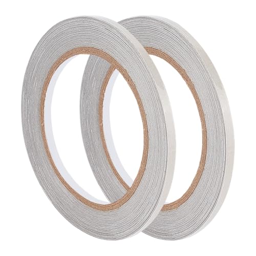 DELORIGIN 2 Rolle 40 m Silbernes Doppelseitiges Leitfähiges Klebeband 5mm X 20 m Hochabschirmendes Klebeband Klebrige Faser Zur EMI Abschirmung Zum Umwickeln von Kabeln Und Kabelbäumen von DELORIGIN