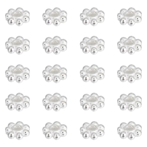 DELORIGIN 20 Stück 925 Daisy Spacer Perlen Aus Sterlingsilber 4mm Rondelle Blumen Spacer Lose Perlen Mit 1mm Loch Für Die Herstellung von DIY Armbändern Halsketten Ohrringen Und Schmuck von DELORIGIN