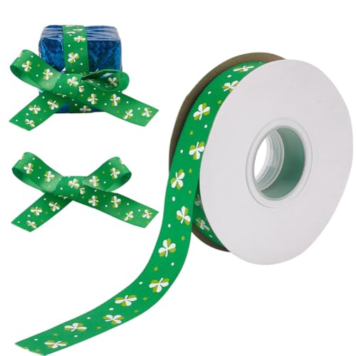 DELORIGIN 23 m (25 Yards) Irisches Kleeblatt Polyesterband 2.3cm borten und bänder zum nähen Breit Kleeblätter Bänder St. Kleeblattband Zum Patrick'S Day Motiv Zum Aufnähen von Geschenken (Grün) von DELORIGIN