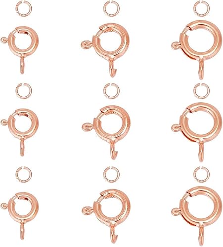 DELORIGIN 24 Stück Sterling Silber 925 Kettenverschluss Federverschlüsse Mit Biegeringen, Roségold Halskettenverschlüsse Verschlüsse für Armbänder Schmuckherstellung DIY Halsketten Basteln von DELORIGIN