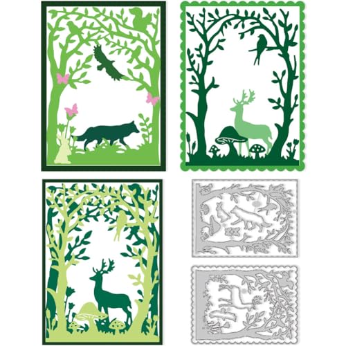 DELORIGIN 3 Stile Tiere Wald Stanzformen Kartenherstellung Stanzformen aus Karbonstahl Stanzschablonen Karten Scrapbooking Prägeschablone Stanzformen für DIY Papier Handwerk Herstellung Alben Geschenk von DELORIGIN