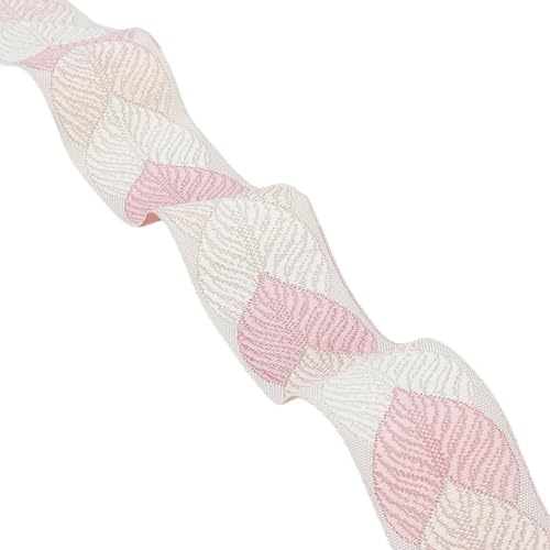 DELORIGIN 3 m Jacquardband Mit Blättern 30mm Breit Rosa Spitzenband Mit Blättern Besticktes Spitzenband Mit Blattmuster Band Für Heimwerker Näharbeiten von DELORIGIN