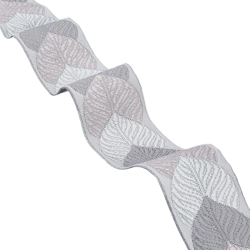 DELORIGIN 3.3 Yard (3 m) Jacquard Blattbandbesatz 30mm Breites Spitzenband Bestickter Spitzenbesatz Zum Selbernähen Verpacken von Kleidung Vorhängen Dekor geschenkband hochzeit(Grau) von DELORIGIN