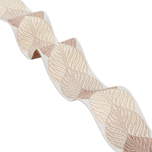 DELORIGIN 3.3 Yard (3 m) Jacquard Blattbandbesatz 30mm borten und bänder zum nähen Breites Spitzenband Zum Selbernähen Verpacken von Kleidung Vorhängen Dekor geschenkband hochzeit(Ockergelb) von DELORIGIN