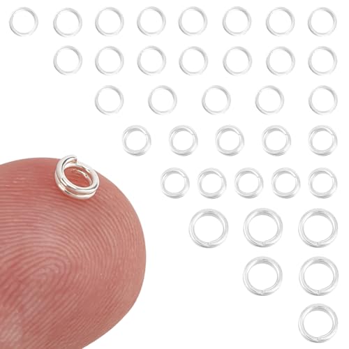 DELORIGIN 36 Stück 925 Biegeringe Aus Sterlingsilber 3 Größen Charm Halter Schmuckherstellung Runder Geteilter Biegering Verbinder Für Die Herstellung von DIY Halsketten Und Armbändern (2mm) von DELORIGIN