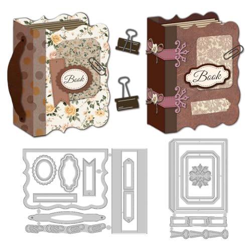 DELORIGIN 3D Mini Buch Stanzformen Metall Stanzformen Kartenherstellung Stanzschablonen Vorlage Prägeschablonen Rahmen Für DIY Scrapbooking Basteln Alben Grußkarten Geschenke Einladungen Dekor von DELORIGIN