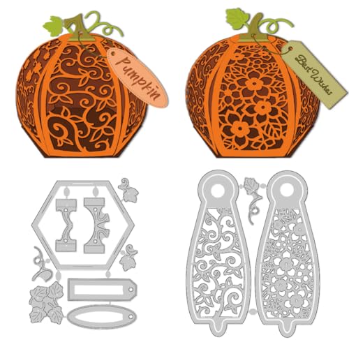 DELORIGIN 3D Stanzformen Mit Hohler Kürbislaterne Zum Ausschneiden von Karten Stanzformen Halloween Stanzschablonen Neuheiten 2024 Zum Prägen Scrapbooking Basteln Stanzen Weihnachten von DELORIGIN