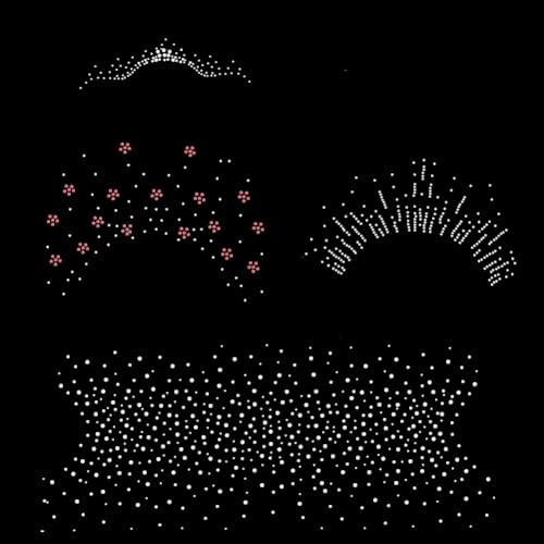DELORIGIN 4 Stile zum Aufbügeln auf Strasssteinen, 4 Stück Blumen-Hotfix-Strasssteine, U-förmige Heißpräge-Transfer-Applikation, Aufkleber, glitzernde, klare Strass-Schablone für Kleidung, DIY, von DELORIGIN