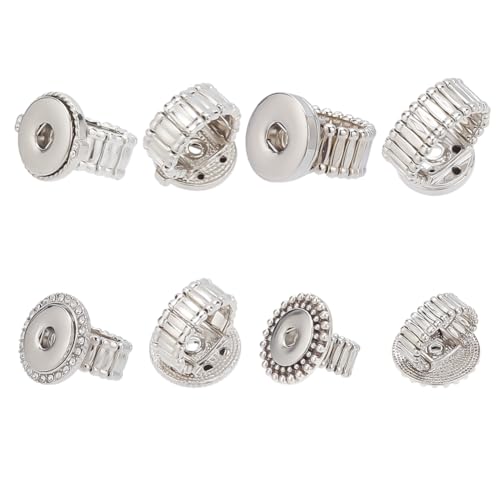 DELORIGIN 4 Stück Druckknöpfe Ringe Schmuck Verstellbarer Druckknopf Schmuck Chunk Ringe für Chunks Click Buttons Druckknöpfe für Frauen Fingerring Schmuckherstellung Zubehör von DELORIGIN