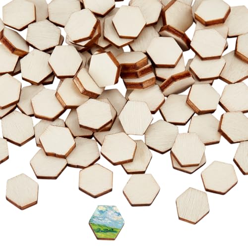 DELORIGIN 400 stücke 0.4 zoll (1cm) Holz Stücke Hexagon Unfinished Holz Ausschnitte Holz Scheiben Holzornamente Zum Basteln Buchenholz Für DIY Kunsthandwerk Weihnachten von DELORIGIN