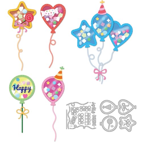 DELORIGIN 5 Stile Ballon Shaker Stanzformen Neuheiten Karten Und Einladungsherstellung Valentinstag Prägeschablonen Stanzschablone Geburtstag Für Hochzeit DIY Papierbastelalben Geschenkkarten Dekor von DELORIGIN