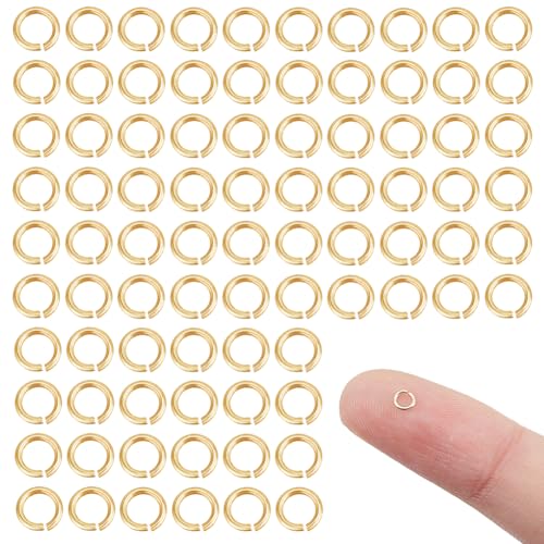 DELORIGIN 500 Stück 14 Karat Vergoldete Gefüllte Biegeringe. Offene Biegeringe Aus Messing Goldfarbener Biegering Zur Schmuckherstellung Armband Halskette Ohrring Ring Schlüssel DIY Basteln 6.5x0.5mm von DELORIGIN