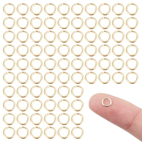 DELORIGIN 500 Stück 14 Karat Vergoldete Gefüllte Biegeringe. Offene Biegeringe Aus Messing Goldfarbener Biegering Zur Schmuckherstellung Armband Halskette Ohrring Ring Schlüssel DIY Basteln 5.5x0.5mm von DELORIGIN