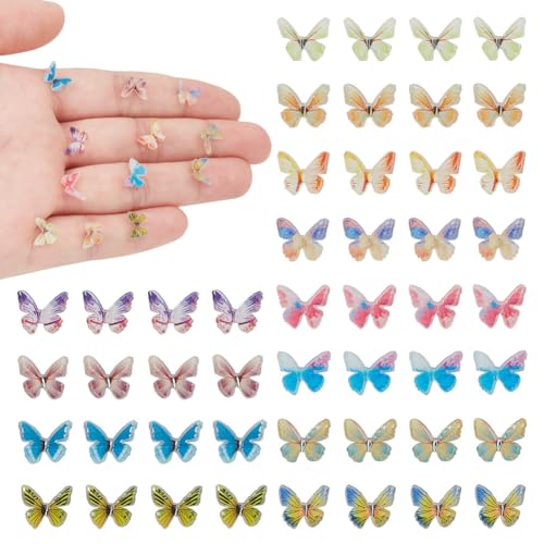 DELORIGIN 72 Stück 12 Farben Nagelsticker Micro Schmetterling Harz Charms Nail Art Dekoration Zubehör Nailart Dekoration Schmetterling Winzige Harz Schmetterling Figuren Für DIY Handwerk Nagel Dekorat von DELORIGIN