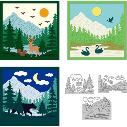 DELORIGIN 9 Stile Wald Tiere Stanzformen Kartenherstellung Stanzschablonen Karbonstahl Stanzschablonen Scrapbooking Prägeschablone Stanzformen Zubehör für DIY Papier Einladung Handwerk Alben Geschenk von DELORIGIN