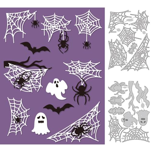 DELORIGIN Halloween Stanzformen Mit Spinnennetz Metall Stanzformen Kartenherstellung Stanzschablonen Neuheiten 2024 Prägeschablonen Für Heimwerker Prägung Scrapbooking Halloween Festival Dekor von DELORIGIN