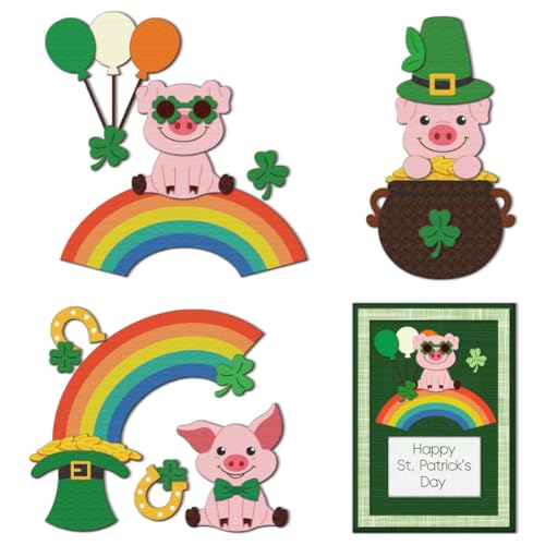 DELORIGIN Patrick'S Day Schwein Stanzformen Stanzformen Aus Karbonstahl Schablonen Zur Kartenherstellung Prägeschablonen Rahmen Stanzschablonen Neuheiten 2025 Für Scrapbooking Bastelpapier Grußkarten von DELORIGIN