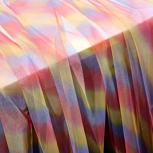 DELORIGIN Regenbogen Tüllrollen, Roter Tüll Netzstoff Polyester Verträumter Netzstoff Nähen Basteln Tüllstoff Für Haustier Tutu Röcke Party Dekoration Hochzeit Geburtstag Allerheiligen (1.1x1.5 m) von DELORIGIN