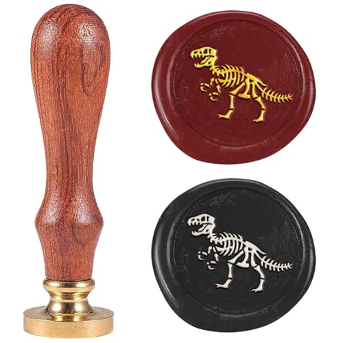 DELORIGIN Siegelstempel Mit Dinosaurierknochen Im Retro Stil 25mm Abnehmbarer Siegelstempelkopf Aus Messing Mit Holzgriff Stempel Für Geschenkpapier Umschläge Grußkarten Dekoration von DELORIGIN