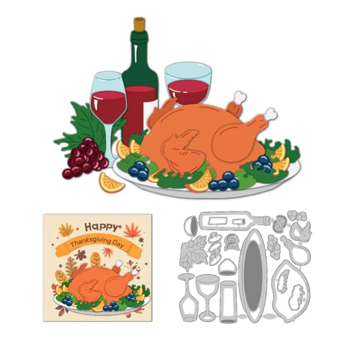 DELORIGIN Stanzformen Für Gebratenes Hähnchen Zum Basteln von Thanksgiving Karten Gestanzte Schablonen Aus Karbonstahl Scrapbooking Prägevorlage Für Papierbastelalben Geschenkdekoration von DELORIGIN