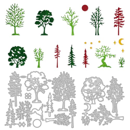 DELORIGIN Stanzformen Mit Baummotiv Wald Stanzformen Karbonstahl Zum Kartenbasteln Prägen Scrapbooking Stanzschablonen Neuheiten 2025 Für Heimwerker Basteln Alben Papier Grußkarten Hochzeiten von DELORIGIN