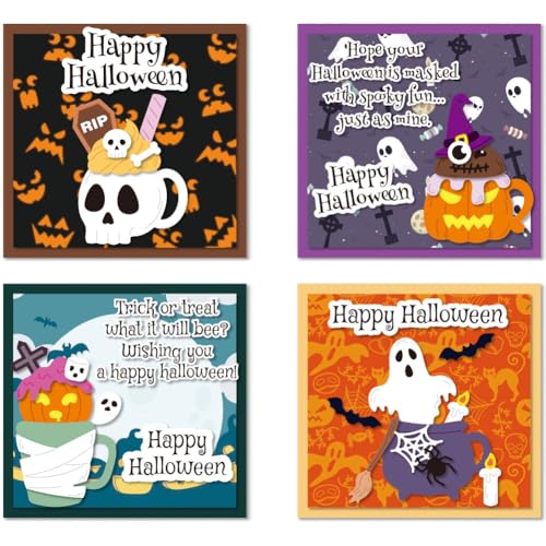 DELORIGIN Stanzformen Mit Halloween Bechern Karbonstahl Kartenschablonen Stanzschablonen Neuheiten 2024 Prägeschablonen Stanzschablonen Rahmen Für Halloween Scrapbooking DIY Bastelalben Geschenkdekor von DELORIGIN