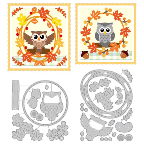 DELORIGIN Stanzschablone mit Eulen-Ahornblättern, Herbstkartenherstellung, Metall-Stanzformen, Kartengestaltung, Scrapbooking, Prägeschablone für Halloween, Grußkarten, Bastelalbum, Einladung DELORIGIN Stanzschablone mit Eulen-Ahornblättern, Herbstkartenherstellung, Metall-Stanzformen, Kartengestaltung, Scrapbooking, Prägeschablone für Halloween, Grußkarten, Bastelalbum, Einladung von DELORIGIN