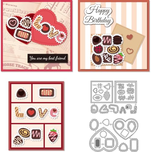 DELORIGIN Stanzteile Für Pralinenschachteln Hintergrund Stanzformen Aus Karbonstahl Stanzformen Rahmenschablonen Für Die Kartengestaltung Zum Valentinstag Hochzeit DIY Scrapbooking Basteln von DELORIGIN