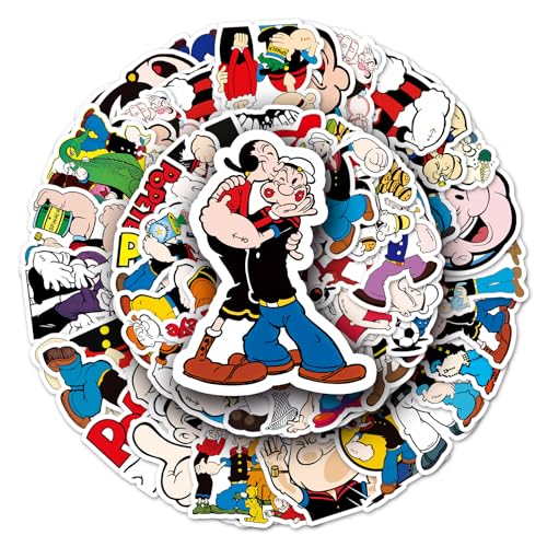 Popeye-Aufkleber, Anime, wasserdichte Vinyl-Aufkleber für Laptop, Gepäck, Skateboard, Teenager, 50 Stück von DEMLIN