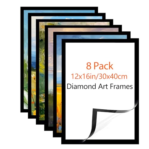 DEMOCRATIDO Diamond Painting Rahmen, 8 Packungen Diamond Painting Bilderrahmen 30x40 cm Schwarz Selbstklebend Magnetisch Bilderrahmen für Wanddekoration zu Hause(Shwarz, 8 stück) von DEMOCRATIDO