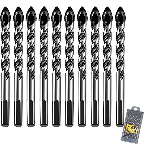 10er Bohrer Set 6mm Fliesenbohrer Keramikbohrer Steinbohrer Glasbohrer für Fliesen, Keramik, Porzellan, Zubehör, Beton, Ziegel, Kunststoff, Holzfür Bohrmaschinen, 6mm von DEMON KILLER