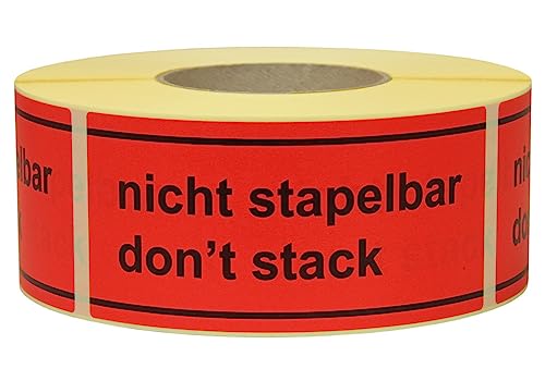 DENIOS Warn- und Hinweisetiketten, Nicht stapelbar/Don‘t stack, 145 x 70 mm, aus Papier von DENIOS