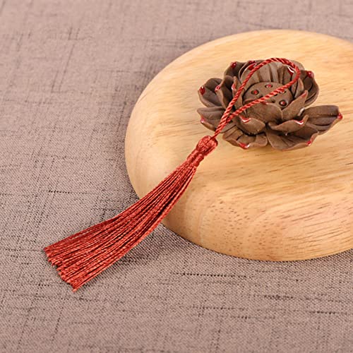 50 Stück 13 cm Farbe Polyester Seide Quasten DIY Handwerk Lesezeichen Vorhang Schmuck hängen Seil Fransenbesatz Kleidung Nähzubehör, rostrote Quaste von DENIP