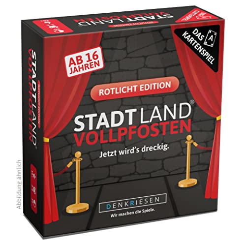 DENKRIESEN - Stadt Land Vollpfosten® – Das Kartenspiel - Rotlicht Edition - 'Jetzt wird's dreckig.' | Geschenk | Reisespiel | 200 Kategorien | ab 16 Jahren | 3-6 Spieler | Party | Stadt Land Fluss von DENKRIESEN