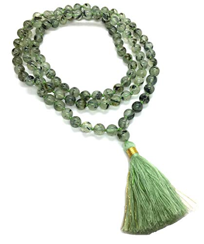 ® Naturstein-Mala (108 + 1 Perle mit Quaste), Größe: 8 mm, Edelstein für Vastu-Heilung, Mediation, Reiki und Pooja, für Männer und Frauen, B08QZQN8 von DENMOUS