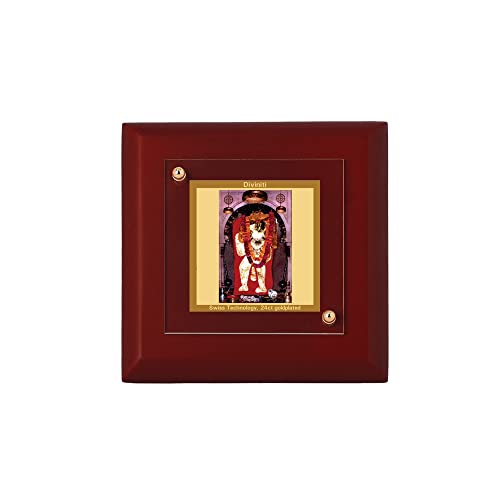 DENMOUS 24K Vergoldete Folie Mahendipur Balaji Wand Bilderrahmen, Tischdekoration|MDF 1A Holz Wand Bilderrahmen und|Religiöser Bilderrahmen Idol für Pooja, Geschenke Artikel (9,5 cm x 9,5 cm) -AMZ716, von DENMOUS