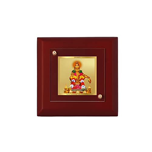 DENMOUS AMZ293 Ayyappan-Wand-Bilderrahmen, 24 Karat vergoldete Folie, Tischdekoration, MDF-1A-Holz-Bilderrahmen und religiöser Bilderrahmen, Idol für Pooja, Geschenkartikel (9,5 x 9,5 cm), klein, von DENMOUS