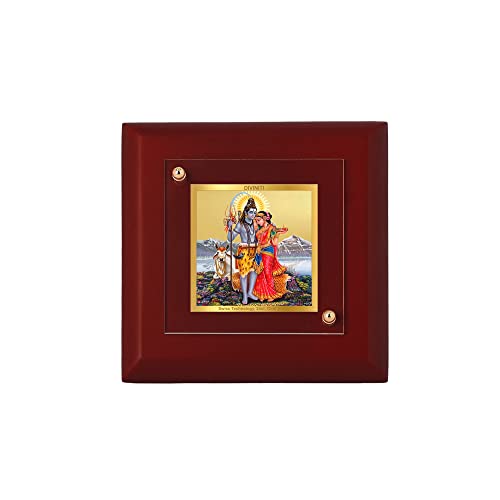 DENMOUS AMZ446 Fotorahmen, 24 Karat vergoldete Folie, Shiva mit Parvati-Wand-Bilderrahmen, Tischdekoration, MDF, 1 A, Holz-Bilderrahmen und religiöser Bilderrahmen, Idol für Pooja-Geschenke, 9,5 cm x von DENMOUS