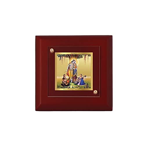 DENMOUS AMZ454 Wand-Bilderrahmen mit 24 Karat vergoldeter Folie, Tischdekoration, MDF-1A-Holz-Bilderrahmen und religiöser Bilderrahmen, Idol für Pooja, Geschenkartikel (9,5 x 9,5 cm), klein, von DENMOUS