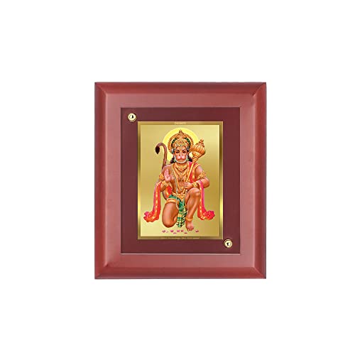 DENMOUS AMZ880 Hanuman-Wand-Bilderrahmen, 24 Karat vergoldete Folie, Tischdekoration, MDF, 1 Holz-Bilderrahmen und religiöser Bilderrahmen, Idol für Pooja, Geschenkartikel (16,5 x 14,0 cm), klein, von DENMOUS