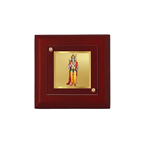 DENMOUS Ram AMZ223, vergoldeter Wand-Bilderrahmen, Tischdekoration, MDF-1A-Holz-Bilderrahmen und 24 Karat vergoldete Folie, religiöser Fotorahmen, Idol für Pooja, Geschenkartikel (9,5 x 9,5 cm), klein von DENMOUS