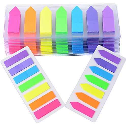 2800 Stk 20 Set Haftmarker Haftnotizen Haftstreifen Haftnotizzettel Plastik Marker Page Flags Tab Index Selbstklenbende Notizzettel Klebezettel Lesezeichen Noten Buch Markierung 45*12MM 7 Farbe von DEOMOR