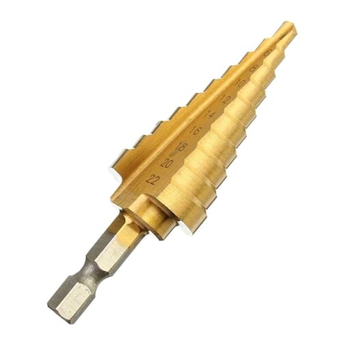 1Pcs Langlebig 4-22MM HSS Hex Titan Beschichtet Stufenkegelbohrer Elektrowerkzeug for Holzbearbeitung Lochschneider von DEPYEE