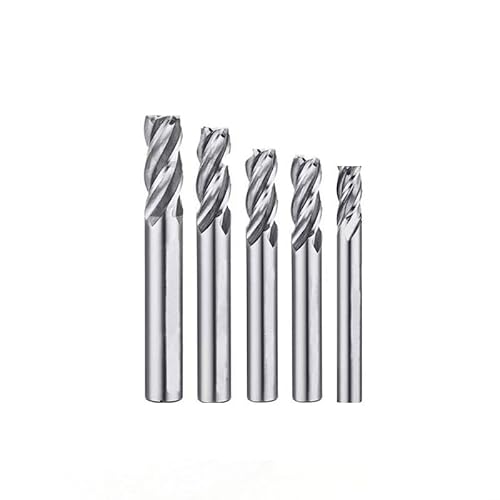 5 STÜCKE Aluminium Fräser Bit Set Gerade 6mm Schaft 4 Flöten Metallschneider Bohrer Fräser Fräser Werkzeugmaschinen(Milling Cutter Set B) von DEPYEE