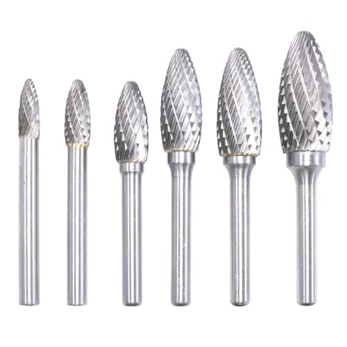 Doppelschnitt-HX-Typ-Kopf Wolframkarbidlegierung Drehfeile Werkzeugspitze Grat Die Grinder Schleifwerkzeug Bohrer Fräsen Carving Bit(6PCS (HX06-16)) von DEPYEE