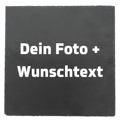 Personalisierte Schieferplatte mit Foto - Quadratische Schiefertafel personalisiert - Individueller Fotodruck - Dein Foto auf einer Schieferplatte - Schiefertafel mit Staffelei - Zum Aufstellen von DER WERBEMARKT