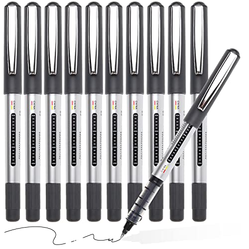 DERAYEE 10 Kugelschreiber mit flüssiger Tinte schwarz (0,5 mm), Fineliner mit Flüssigtinte, Büro- und Schulbedarf von DERAYEE