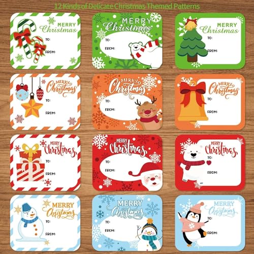 DERAYEE 120 Stück Weihnachten Aufkleber,Etiketten Selbstklebend zum Beschriften,Weihnachtsmann Geschenkaufkleber Sticker,Weihnachtssticker Weihnachtsaufkleber Klebeetiketten Tiere Kinder von DERAYEE