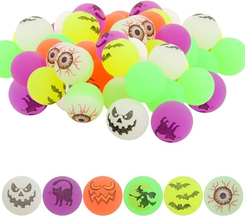 DERAYEE 20pcs Halloween Flummi Im Dunkeln leuchtende Springende Bälle,32mm Gummiball Springball Hüpfball für Halloween Party,Mitgebel Spielzeug,Geschenk Süßes oder Saures Kinder von DERAYEE