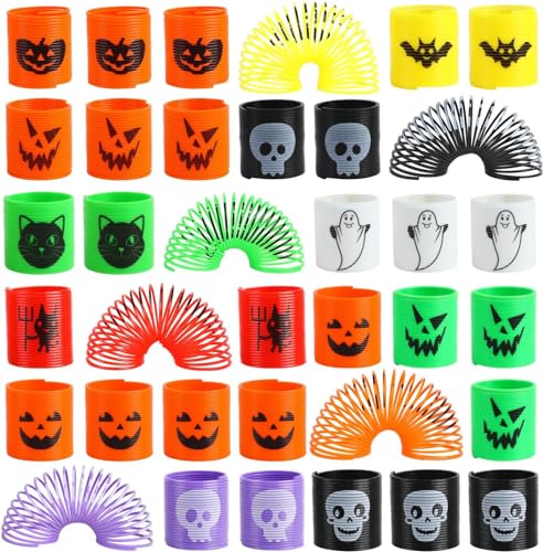 DERAYEE 36 Stück Mini Halloween Spiralen Slinkys,Kleine Spielzeuge Pinata für Kinder, Partytüten,Süßes oder Saures,Party Mitgebsel, Mitbringsel, Gastgeschenke von DERAYEE